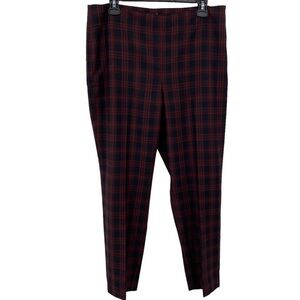 Talbots Red Black Plaid Wool Blend Heritage Pants Side Zipper Women’s Size 12P